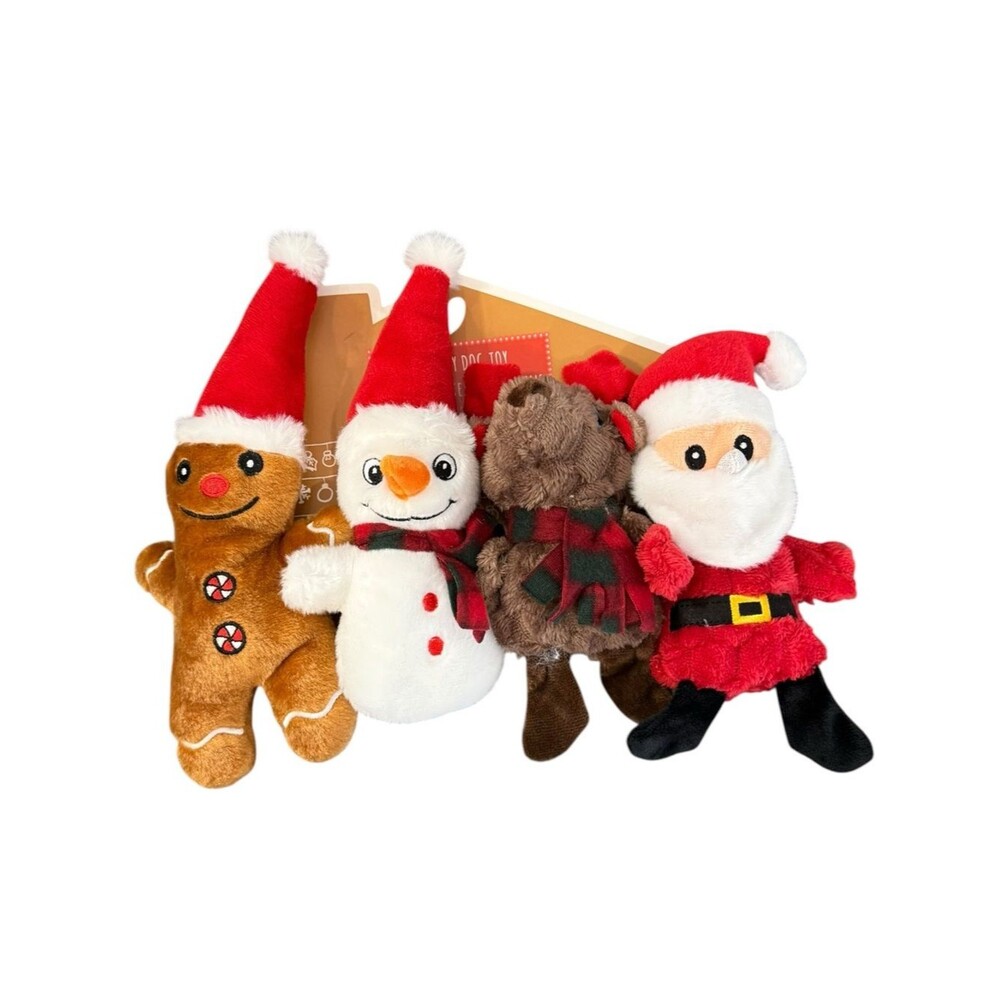 Christmas Holiday Plush Dog Toys Set of 4. BRAND NEW.